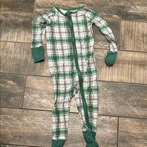 Little Sleepies Green Plaid Footed One-Piece Pajamas